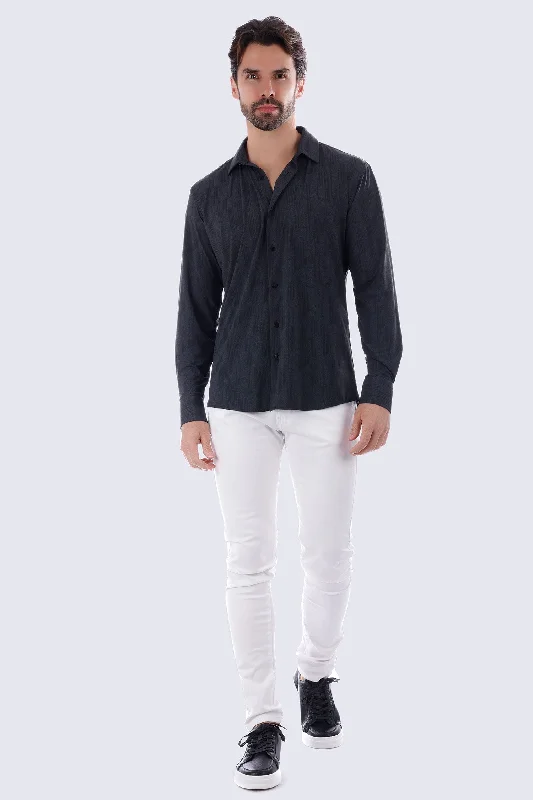 Casual Button-Down Shirt with Chest Pocket-Elara Long Sleeve Shirt