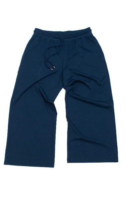 Comfortable Hiking Pants for Long Treks-Super Fine Cotton/Spandex Wide Leg Pant - Dust Blue