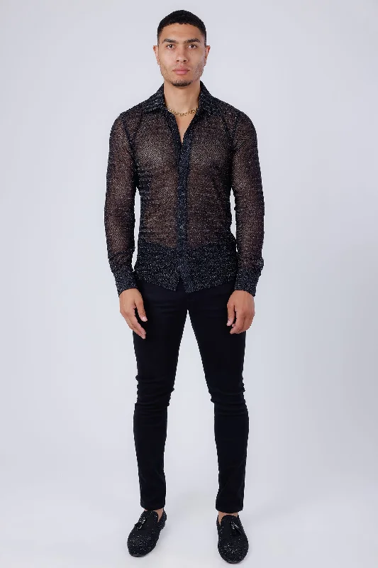 Custom-Printed Button-Down Shirt for Unique Style-Antalya See Through Long Sleeve Shirt