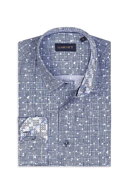 Trendy Button-Down Shirt with Patterned Design-Spot Printed Shirt