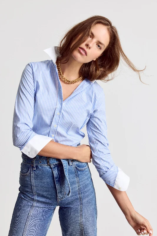 Chic Satin Button-Down Shirt for Night Out Fashion-The Icon Shirt in Stripe