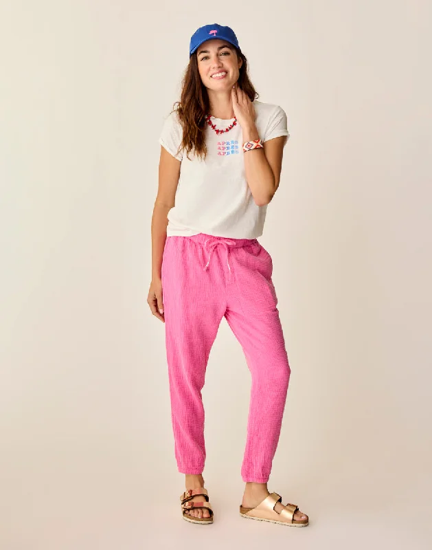 Trendy Plaid Pants for Casual Fashion-Calista Gauze Pant: Hot Pink