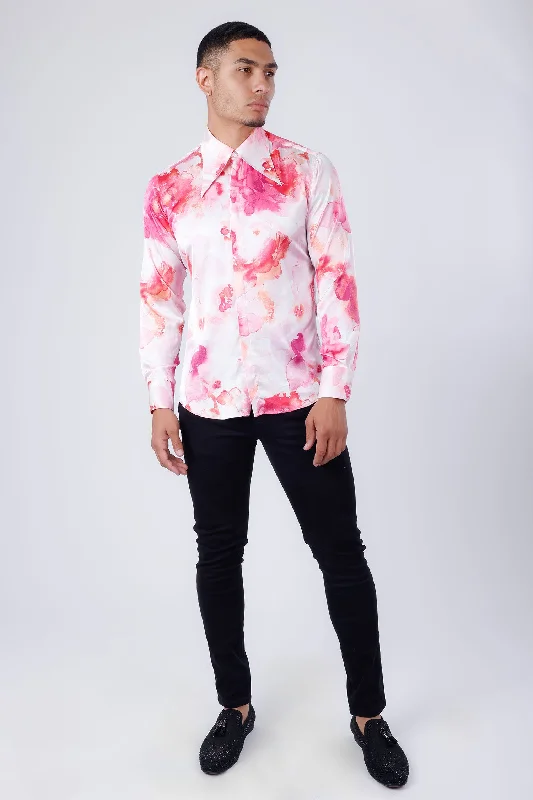 Stylish Casual Button-Down Shirt for Everyday Wear-Slinspear Floral Long Sleeve Shirt