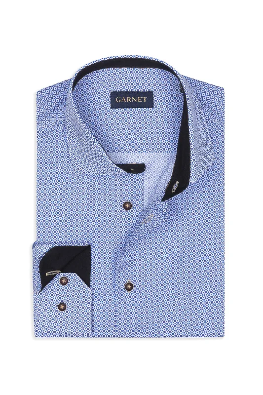 Comfortable Performance Button-Down Shirt for Active Days-Mini Circles Printed Shirt