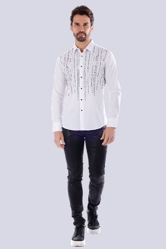 Stylish Oxford Button-Down Shirt for Polished Look-Lineament Outline Long Sleeve Shirt