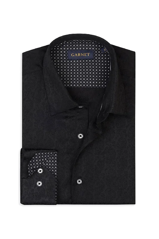 Tailored Button-Down Shirt for Business Professional Style-Paisley Jacquard Shirt