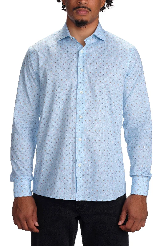 Stylish Oxford Button-Down Shirt for Polished Look-Floral Stripe Print Shirt