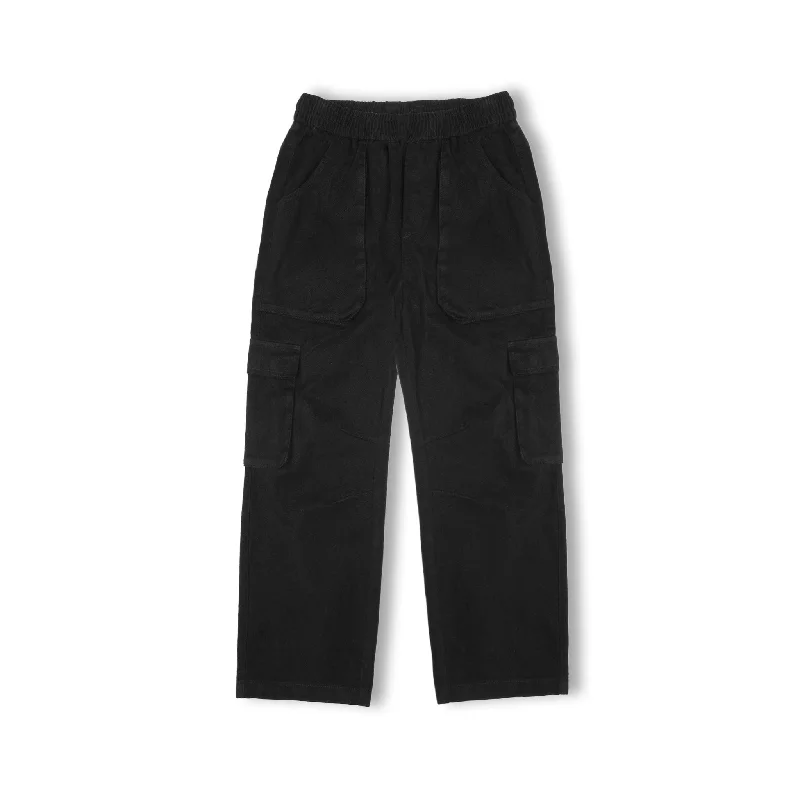 Trendy Leather-Look Pants for Fashion-Forward Outfits-Technical Cargo Pant - Black