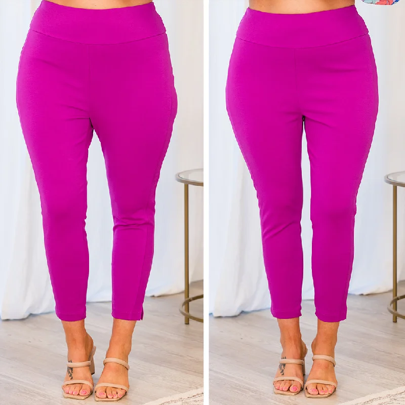 Soft Bamboo Pants for Natural Comfort-Strut Your Style Pants, Spring Magenta