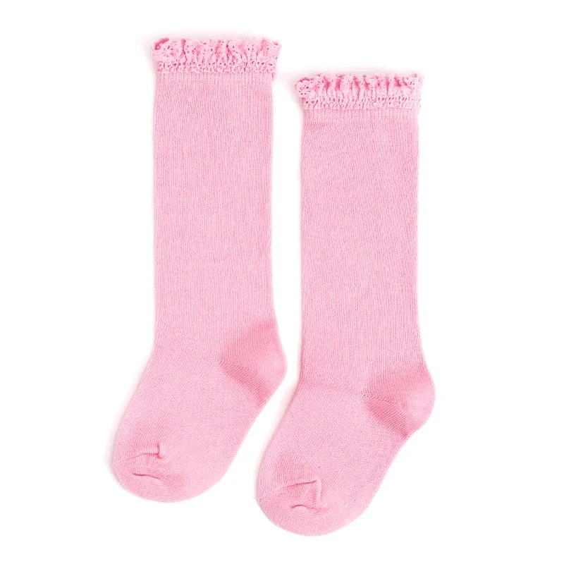 Long-Lasting Athletic Socks for Active Lifestyles-Blossom Lace Top Knee High Socks