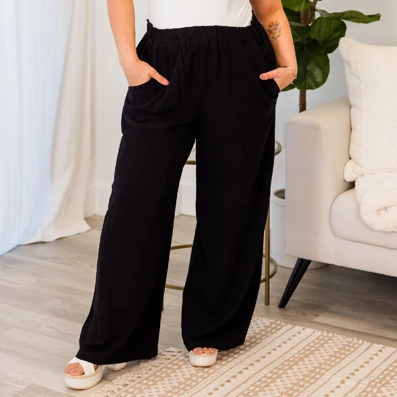 Trendy Wide-Legged Pants for Fashion Forward Looks-Easy To Style Pants, Black