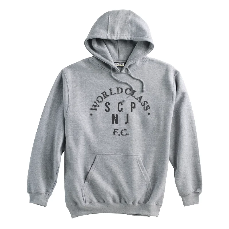 Comfortable Hoodie with Soft Touch Fabric-World Class SCP (Club Name) Pennant Super 10 Hoodie Grey