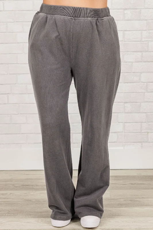 Trendy Acid Wash Pants for a Vintage Look-Keeping It Simple Pants, Charcoal