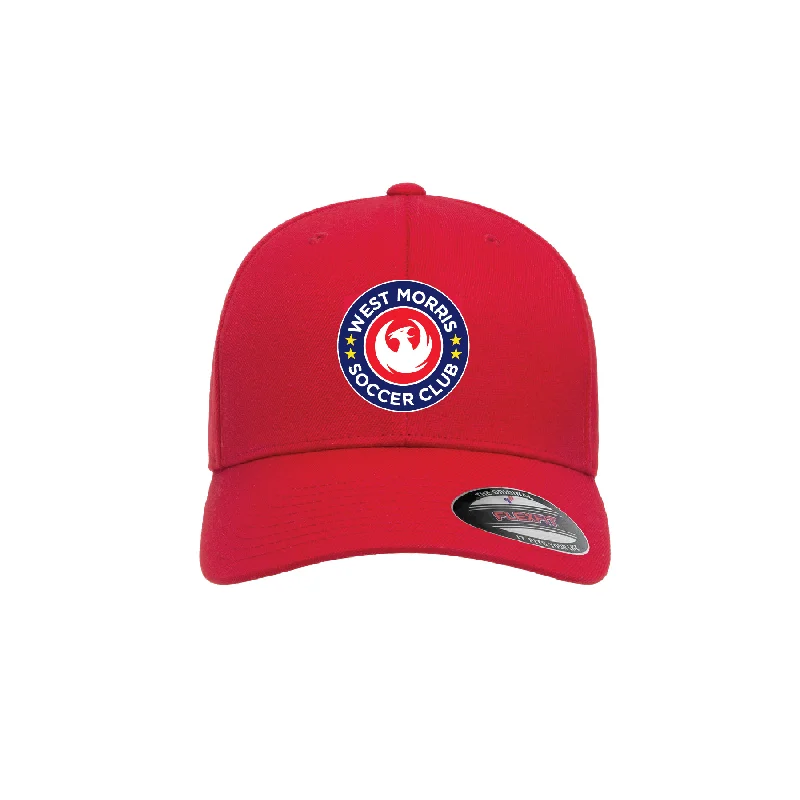 Trendy Snapback Cap for Bold Style-West Morris Middle School Flexfit Wool Blend Fitted Cap Red