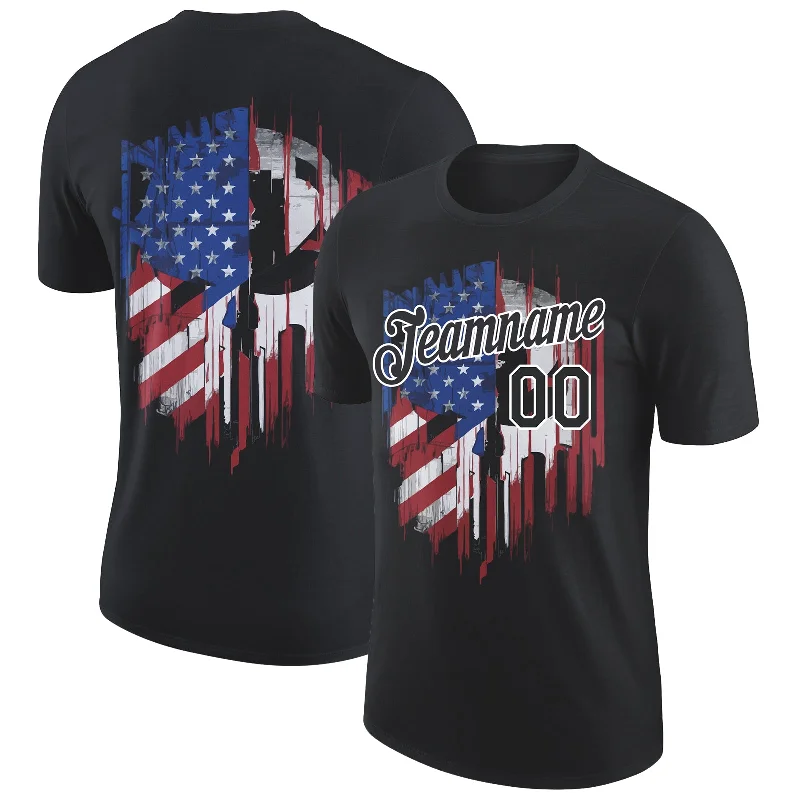 Colorful T-Shirt for Bright and Fun Outfits-Custom Black White 3D American Flag Patriotic Performance T-Shirt