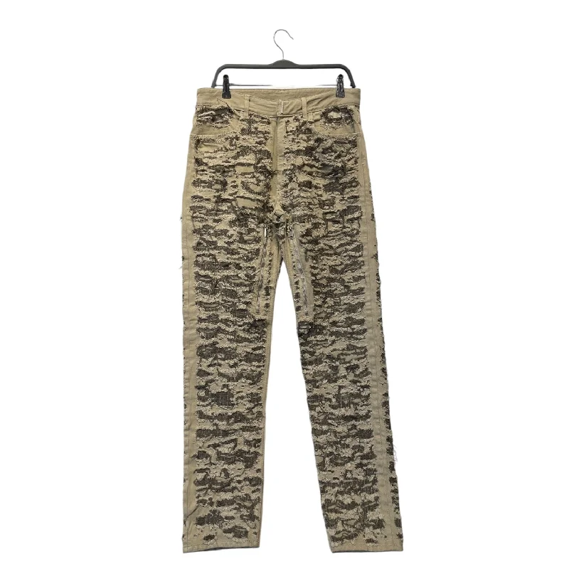 Warm Insulated Pants for Winter Sports-GIVENCHY/Straight Pants/32/Cotton/KHK/DISTRESSED