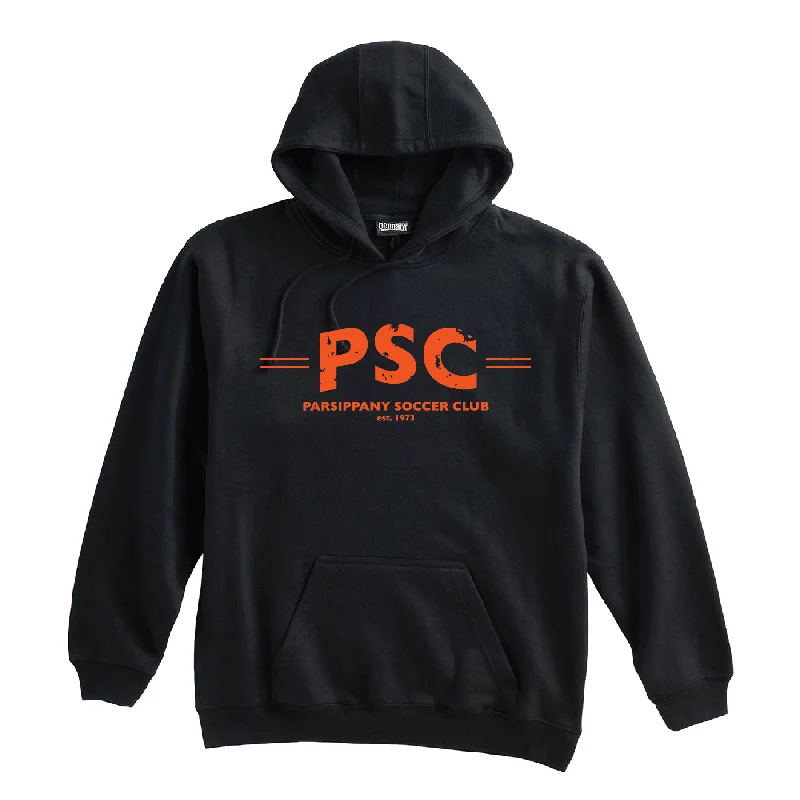 Warm Hoodie for Layering in Winter-Parsippany SC (Club Name) Pennant Super 10 Hoodie Black