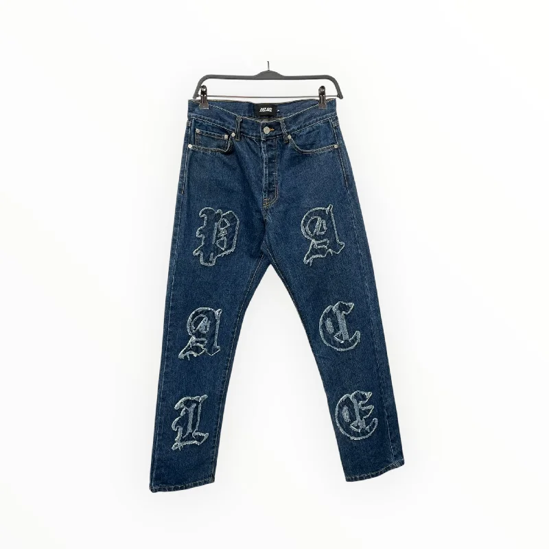 Classic Straight-Leg Pants for Casual Style-PALACE/Pants/30/Denim/IDG/SCRIPT LETTER PATCH DENIM