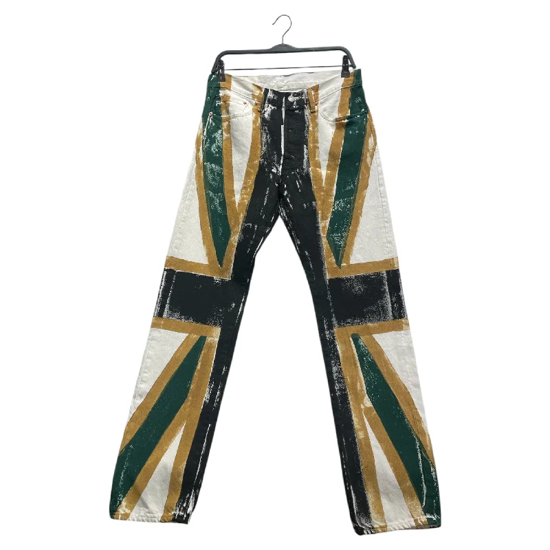 Versatile Multi-Pocket Pants for Outdoor Adventures-DENIM TEARS/Straight Pants/31/Denim/WHT/All Over Print/Jamaican flag