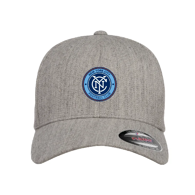 Soft Cashmere Hat for Ultimate Comfort-NYCFC Girls Program Flexfit Wool Blend Fitted Cap Heather Grey