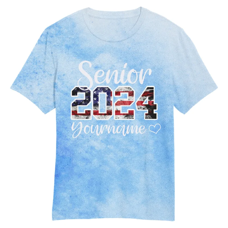 Soft and Stretchable T-Shirt for Perfect Fit-Custom Light Blue USA Flag-White 3D Graduation Performance T-Shirt