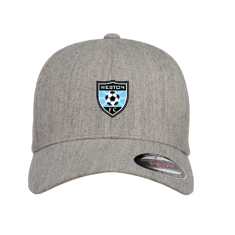 Cool Graphic Beanie for Cold Days-WESTON FC BOYS FUTURE ELITE Flexfit Wool Blend Fitted Cap Heather Grey