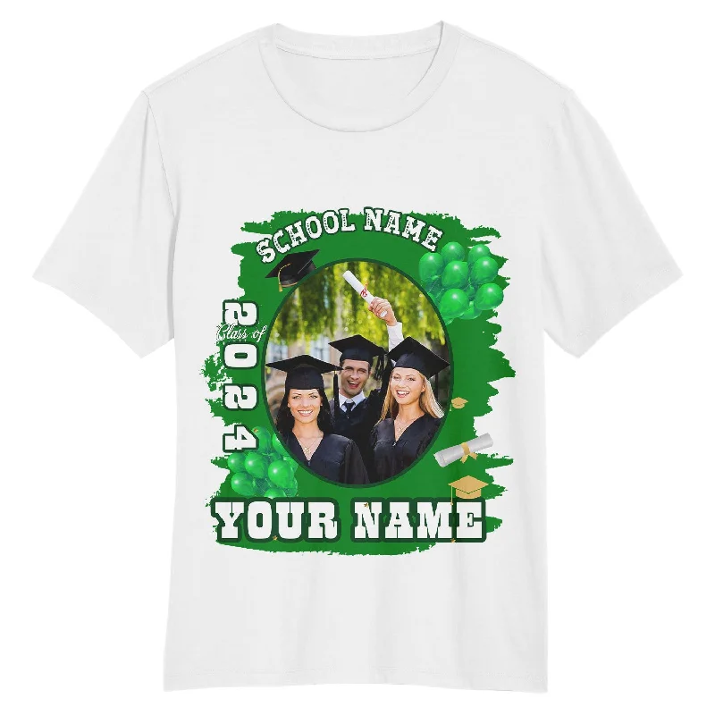 Slim Fit T-Shirt for a Sleek Appearance-Custom White Green 3D Graduation Performance T-Shirt