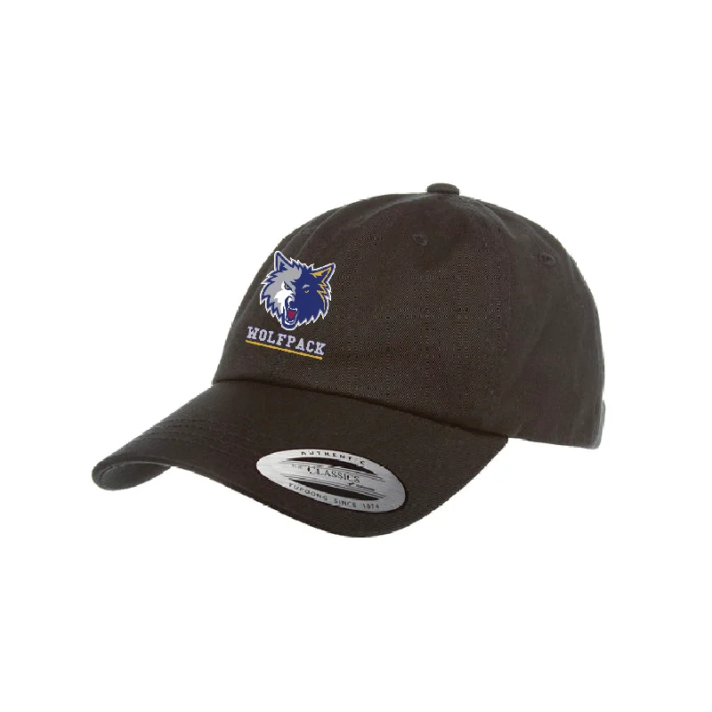 Cool Graphic Cap for Street Style-Wolfpack Lacrosse Yupoong Cotton Twill Dad Cap Black