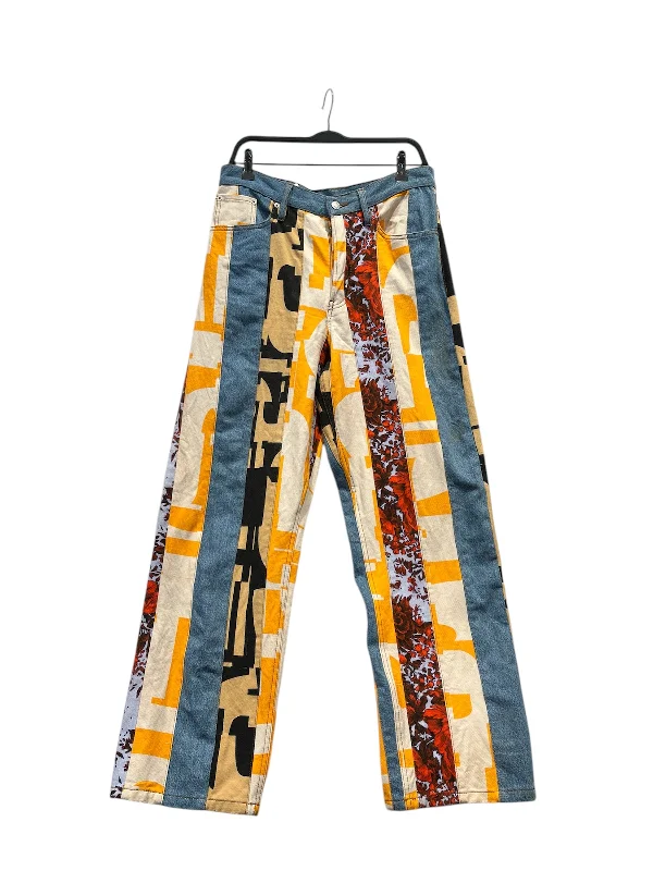 Fashionable Bootcut Pants for Retro Style-DRIES VAN NOTEN/Pants/32/Denim/MLT/All Over Print/PINE PATCH PANTS