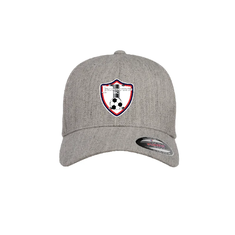 Bold Colorful Hat for Fun Fashion Choices-Ironbound SC Flexfit Wool Blend Fitted Cap Heather Grey