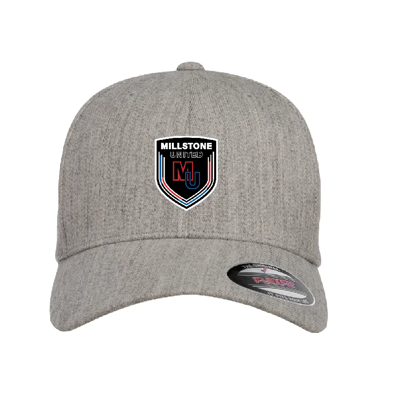 Cool Skateboard Hat for Streetwear Looks-Millstone United Flexfit Wool Blend Fitted Cap Heather Grey