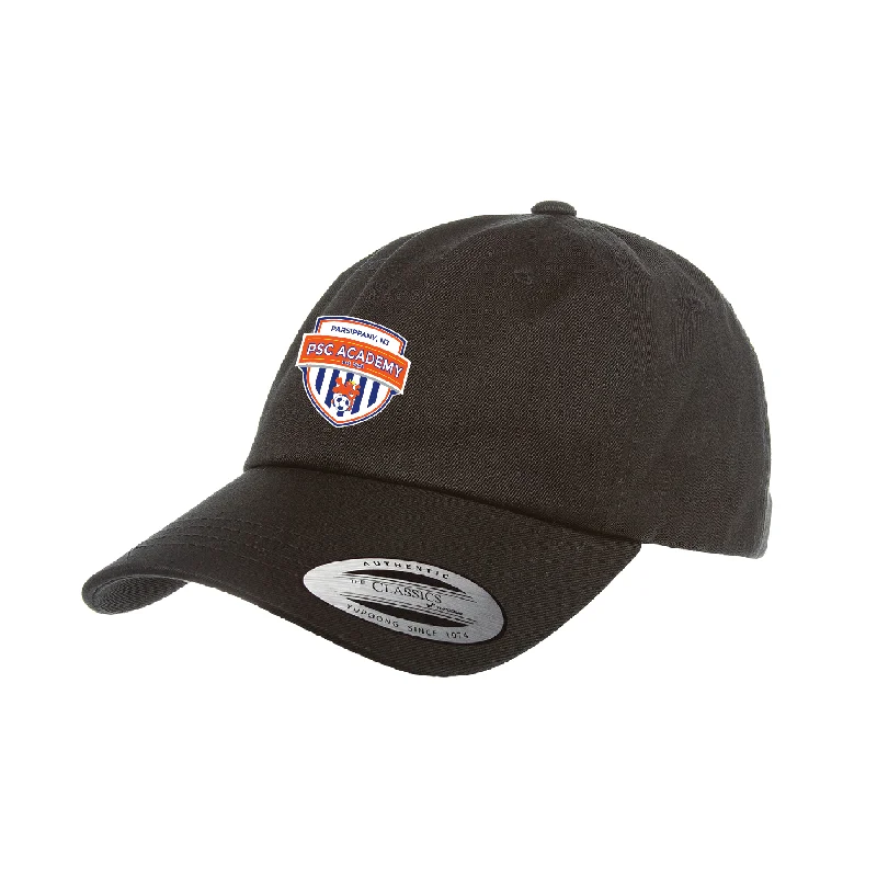 High-Quality Sports Cap for Team Events-Parsippany SC Academy Yupoong Cotton Twill Dad Cap Black