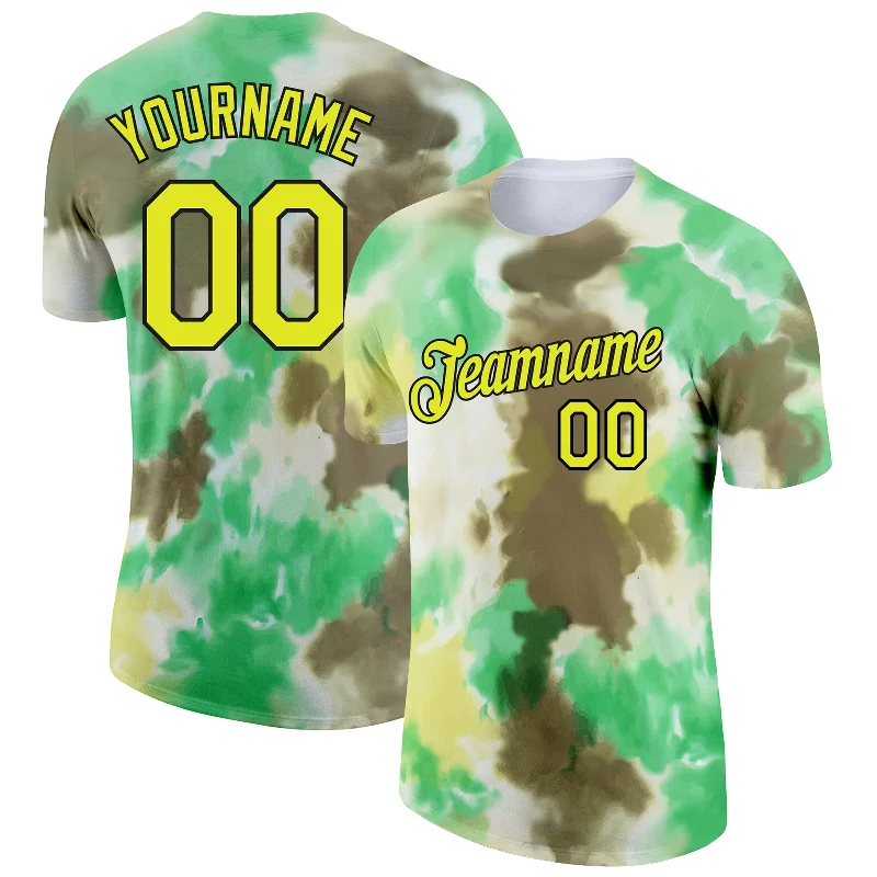 Soft Premium T-Shirt for a Luxurious Feel-Custom Tie Dye Neon Yellow-Black 3D Performance T-Shirt