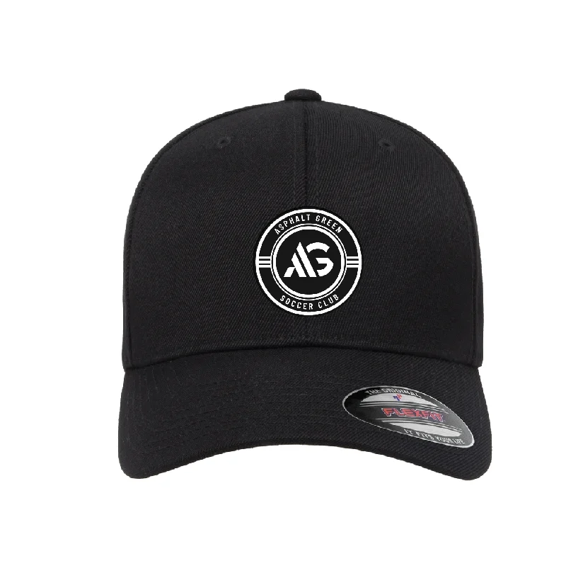 Casual Dad Hat for Everyday Comfort-Asphalt SC Flexfit Wool Blend Fitted Cap Black