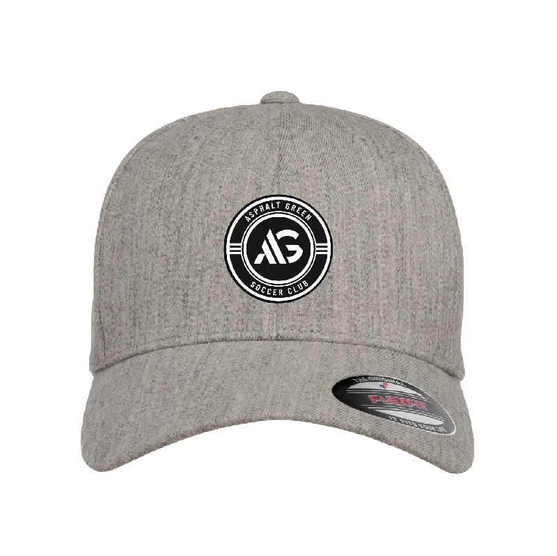 Trendy Camo Hat for Outdoorsy Style-Asphalt SC Flexfit Wool Blend Fitted Cap Heather Grey