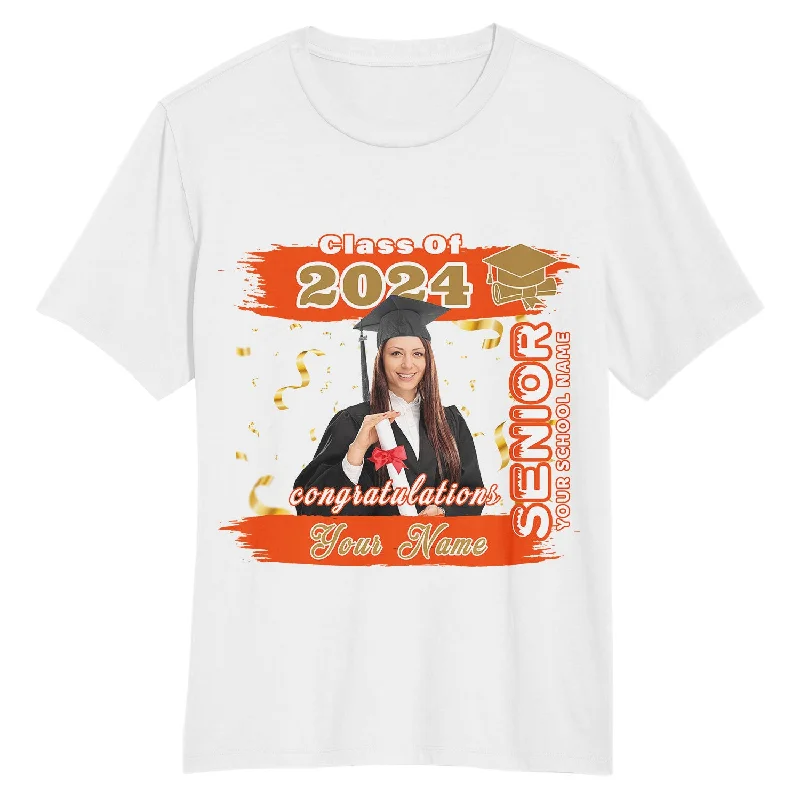 High-Quality Cotton T-Shirt for Long-Lasting Wear-Custom White Orange-Old Gold 3D Graduation Performance T-Shirt