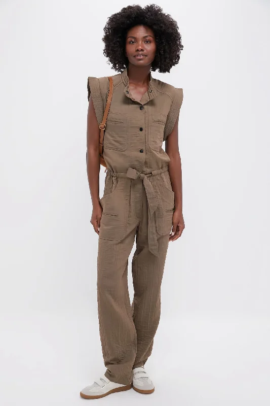 Stylish Wide-Leg Pants for a Boho Look-Khaki Suzie Jumpsuit