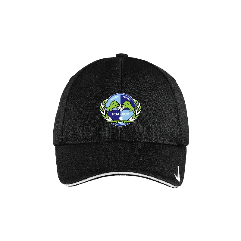 Custom Embroidered Hat for Team Events-PDA-SCP Hudson Valley Nike Dri-FIT Mesh Swoosh Flex Cap Black