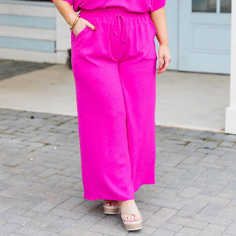 Trendy Plaid Pants for Casual Fashion-Weekend Wardrobe Pant, Fuchsia