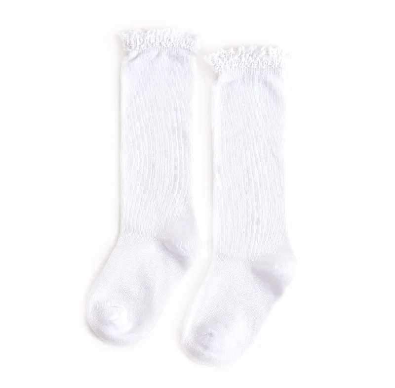 Stylish Ankle Socks for Sneakers-White Lace Top Knee High Socks