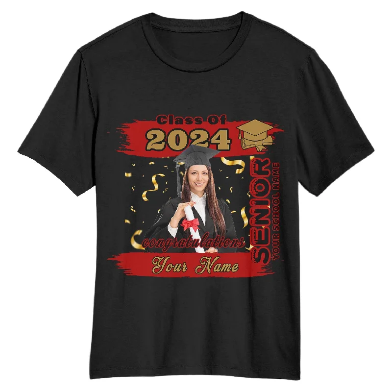 Classic Black T-Shirt for Effortless Style-Custom Black Red-Old Gold 3D Graduation Performance T-Shirt