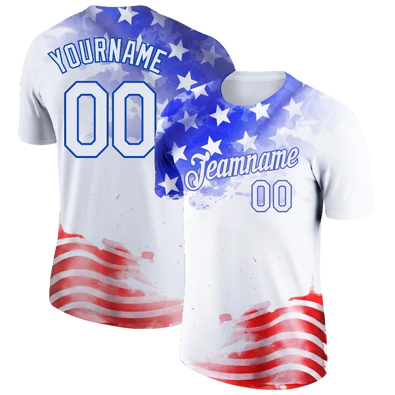 Colorful T-Shirt for Bright and Fun Outfits-Custom White Royal-Red 3D American Flag Patriotic Performance T-Shirt