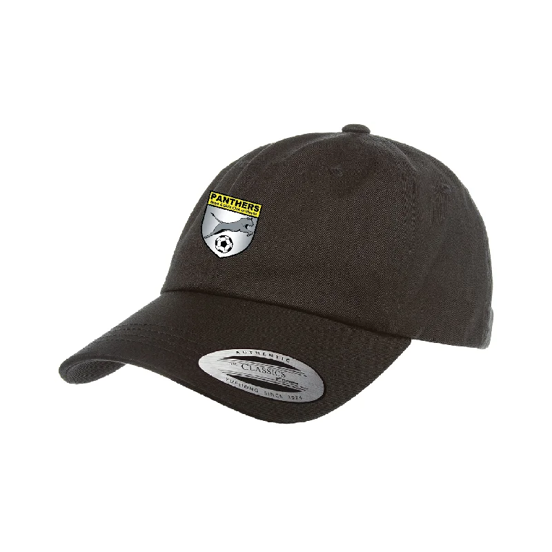 Stylish Flat Cap for Smart-Casual Attire-Wayne Panthers Yupoong Cotton Twill Dad Cap Black