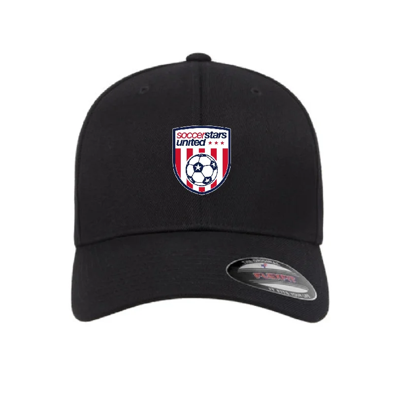 Comfortable Embroidered Hat for Unique Style-Soccer Stars United Miami (Logo) Flexfit Wool Blend Fitted Cap Black