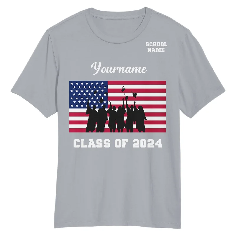 High-Quality Printed T-Shirt for Custom Design-Custom Gray White 3D Graduation Performance T-Shirt