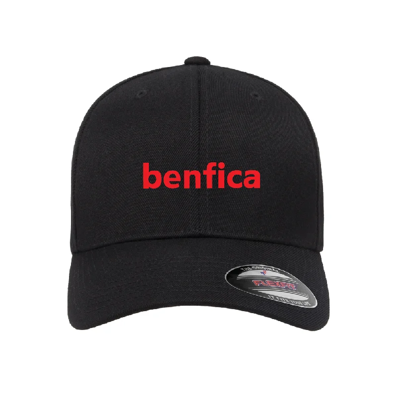 Elegant Felt Hat for Special Occasions-Benfica AZ Flexfit Wool Blend Fitted Cap Black