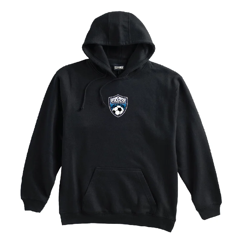 Classic Hoodie with Bold Logo Design-PASCO (Patch) Pennant Super 10 Hoodie Black