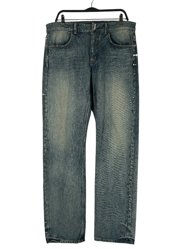 Casual Jogger Pants for Relaxed Outfits-GIVENCHY/Pants/34/Denim/IDG/STUDDED SIDE SEAM JEANS