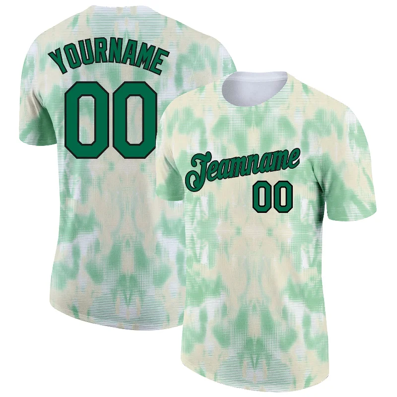 Graphic Print T-Shirt for a Bold Look-Custom Tie Dye Kelly Green-Black 3D Performance T-Shirt