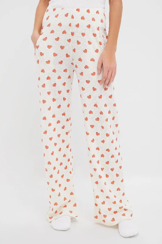 Stylish Cropped Pants for a Modern Look-Cream Multi Heart Jan